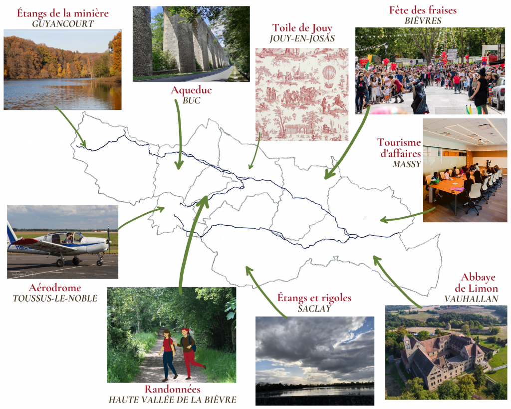 Carte de la Haute vallée de la Bièvre avec ses atouts touristiques