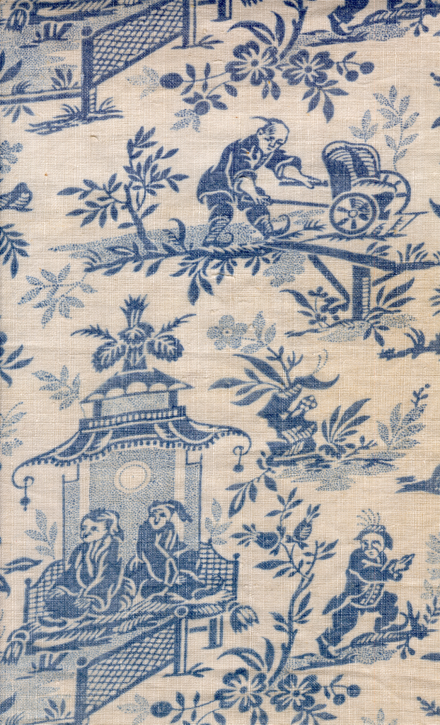 Toile de Jouy représentant des personnages chinois