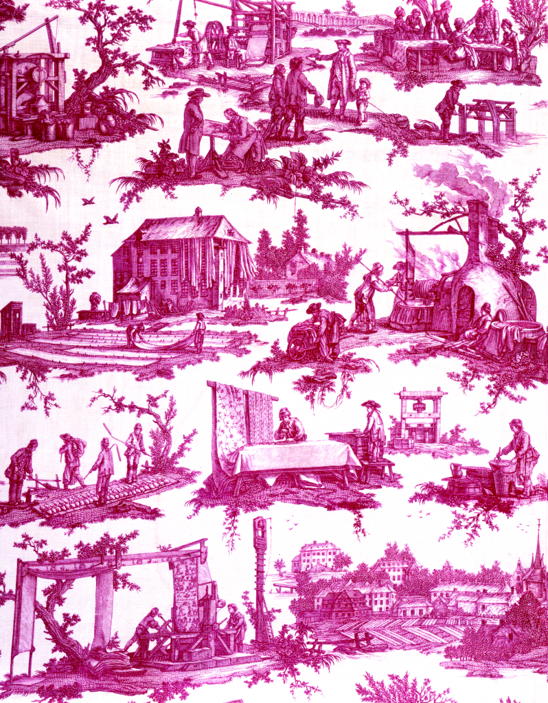 Toile de Jouy représentant les travaux de la manufacture